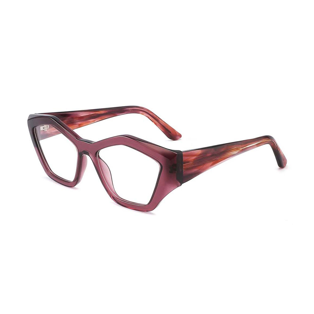 Gd Fashionable Colorful Polygon Beautiful Spectacle Injection Acetate Demi Eyewear Retro Vintage Optical Frames