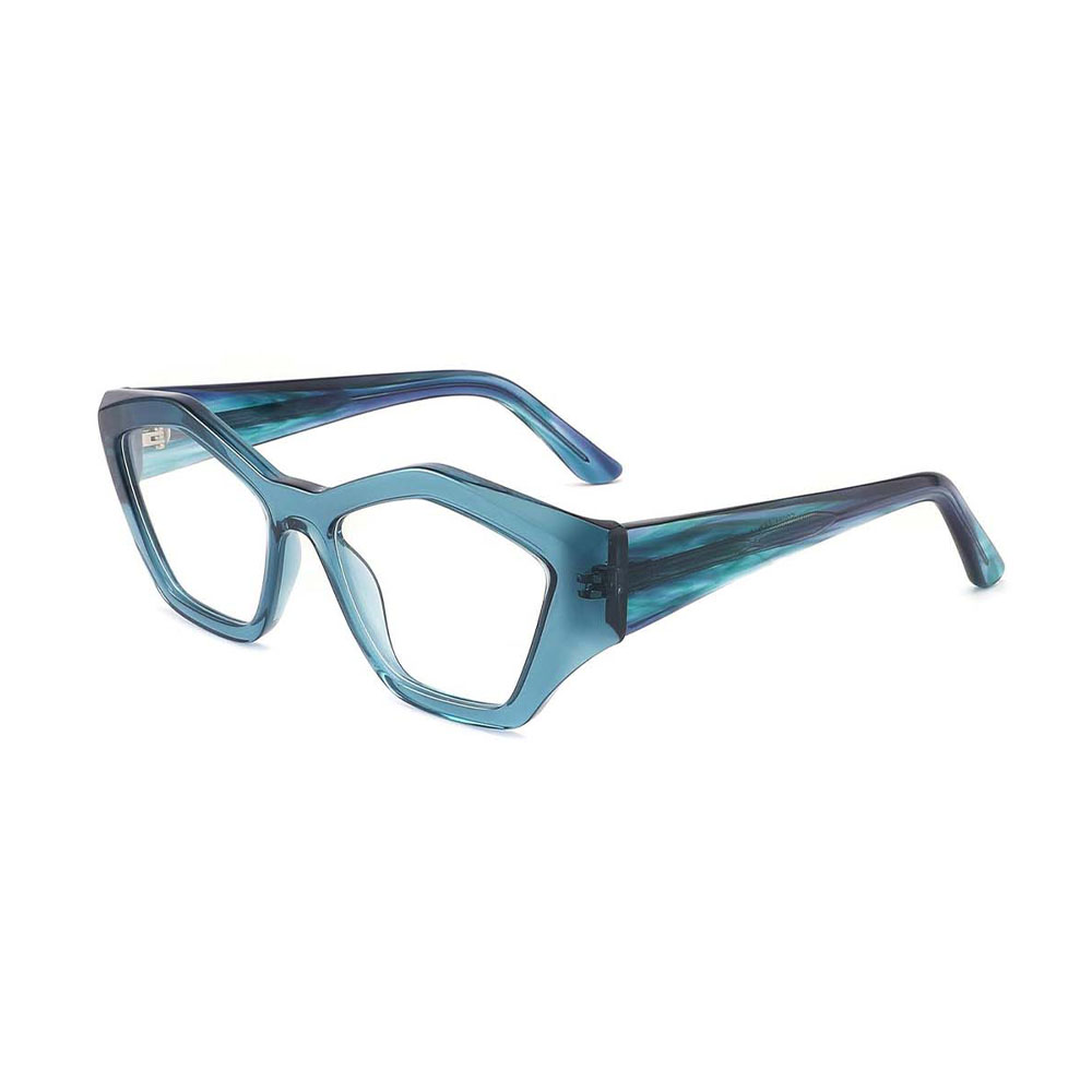 Gd Fashionable Colorful Polygon Beautiful Spectacle Injection Acetate Demi Eyewear Retro Vintage Optical Frames