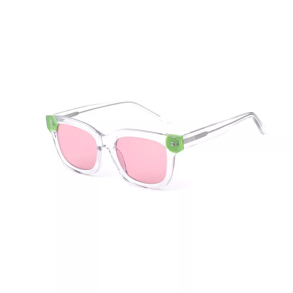 Gd Popular Color Pink Acetate Sunglasses Design Style Men Women Green Acetate Sunglass Tac Lens