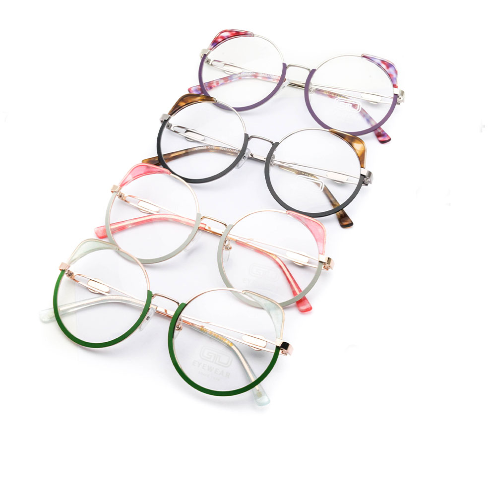Gd Handmade Europe Design Colorful Cat Eye Women Acetate  Metal Optical Frames Fashionable Optical Frames Eyewear Glasses Frames