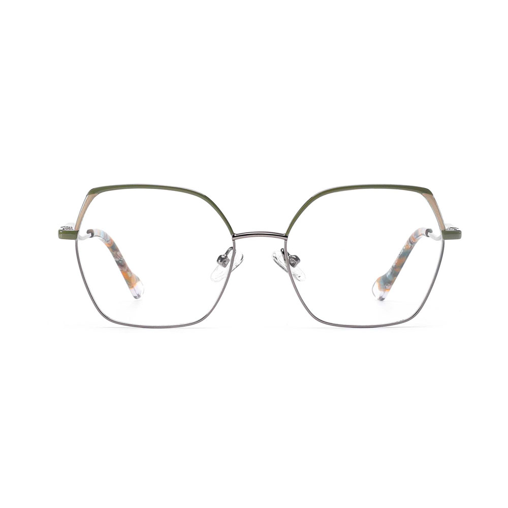 Gd Trendy Colorful Double Color Women Metal Optical Frames Polygon Eye Glasses New DesignCateye Wholesale