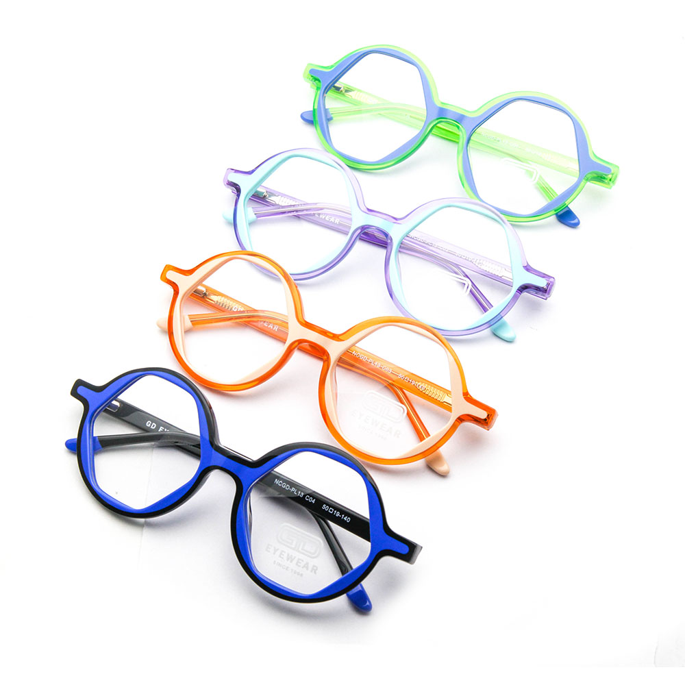 Gd Hexagonal Design Glasses Vintage Lamination Acetate Optical Frames Women Eyeglasses Acetate Eyeglasses Frames