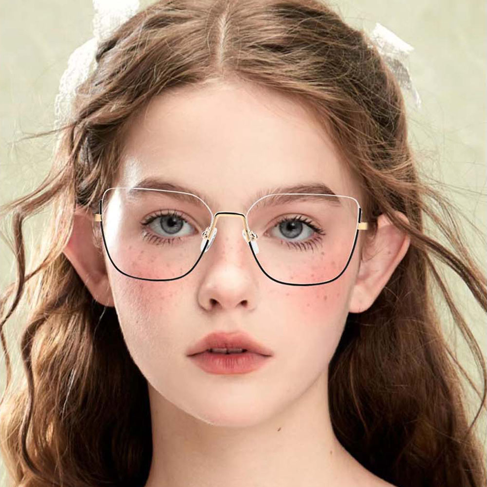 Gd New Design Half Rim Women  Metal Optical Frame Ready to Stock Optical Frames Stylish Glasses for Women