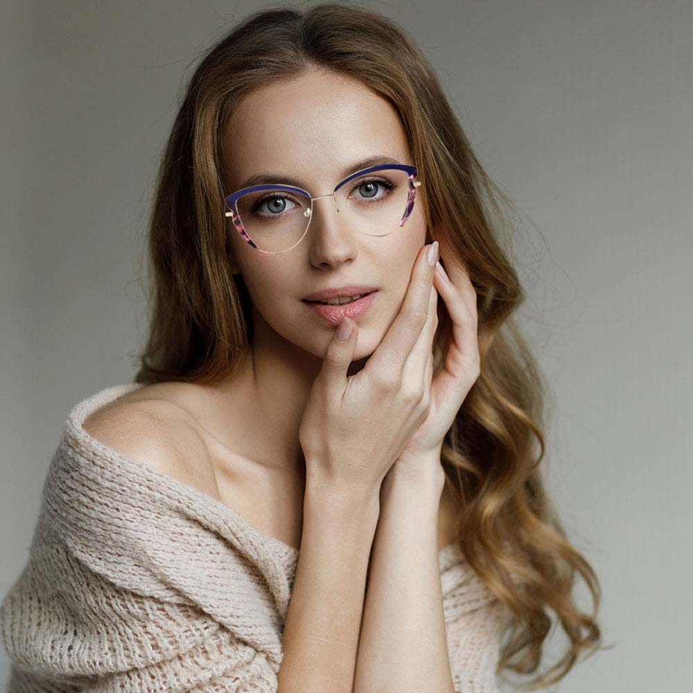 Gd Italy Brand Design Accetate Metal Optical Frames Women Retro Metal Eyewear Eyeglass Optical Glasses Frame
