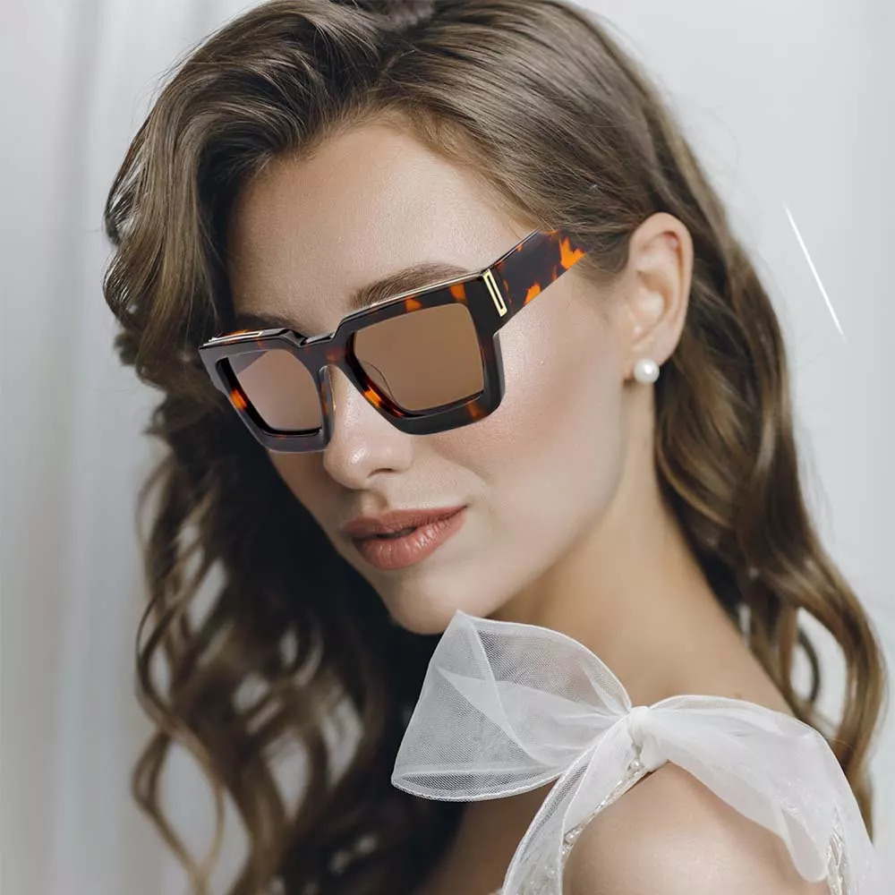 GD High End Torties Black Square Bevel Sunglasses Popular Custom Logo Frams High Quality Sun Glasses Outdoor Designer Women Sunglasses