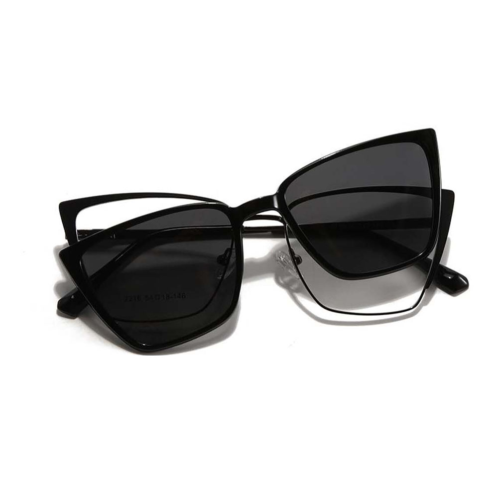 Gd Retro Cat eye Tr+Metal Women Clip on Sunglasses Optical Frame with Gradient Color Clip on Sun glasses