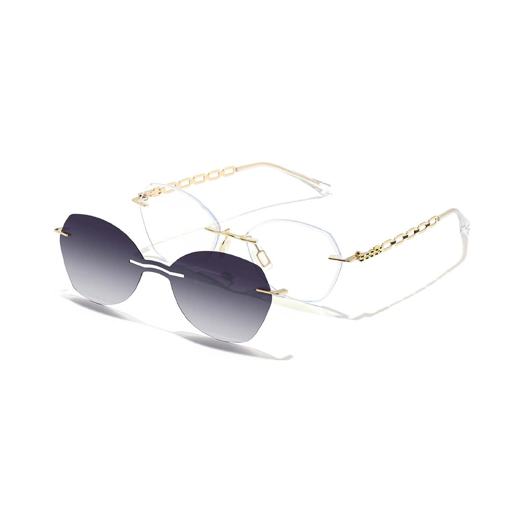 GD Exquisite Retro Fashion Clip On Sunglasses Design Metal Temples hanging mirror sunglasses