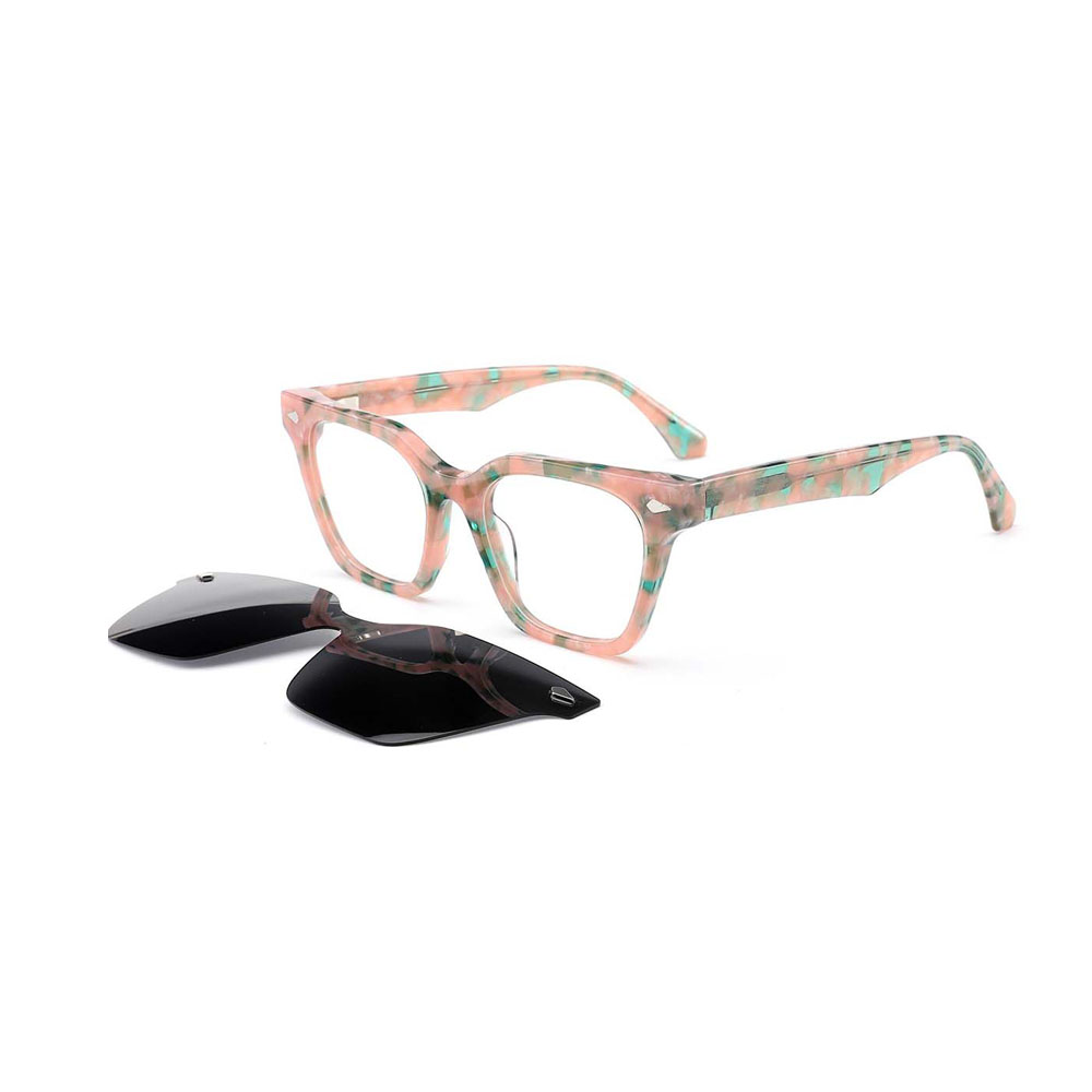 Gd  Customer Logo New Arrive Lamination Acetate  Newest Fashionable Ultem Clip on Sunglass with 0.74 Polarized Lens Sunglasses