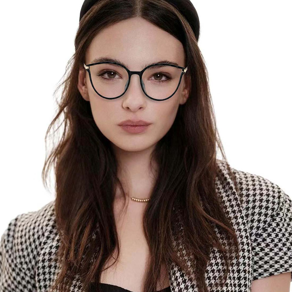 GD Beautiful Design Women Big Frames Round Tr Glasses Frame with Metal Temples Spectacle Beautiful Optical Frames for Women