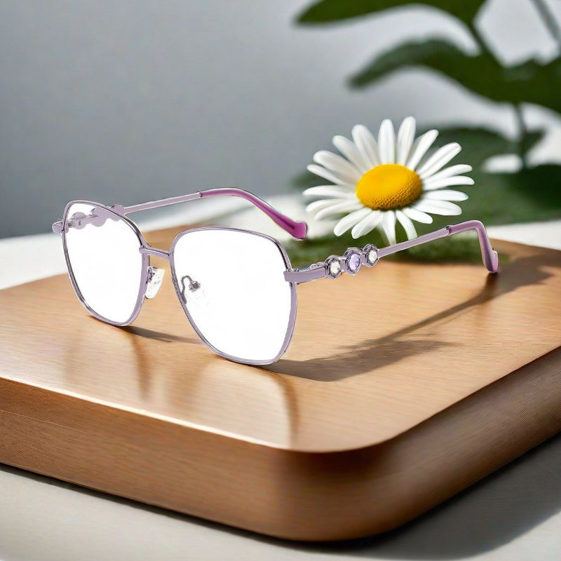Gd Latest Beautigul Design With Diamond  Optical Frame Eyeglasses Shinny Women Metal Optical Frames
