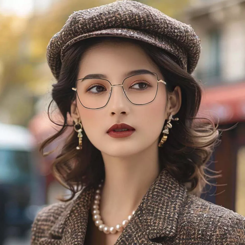 GD Manufacturier Cheap Beautigful Full Rim Women Metal Optical Frame Stylish Cp Temple Metal Metallic Optical Spectacle Frame