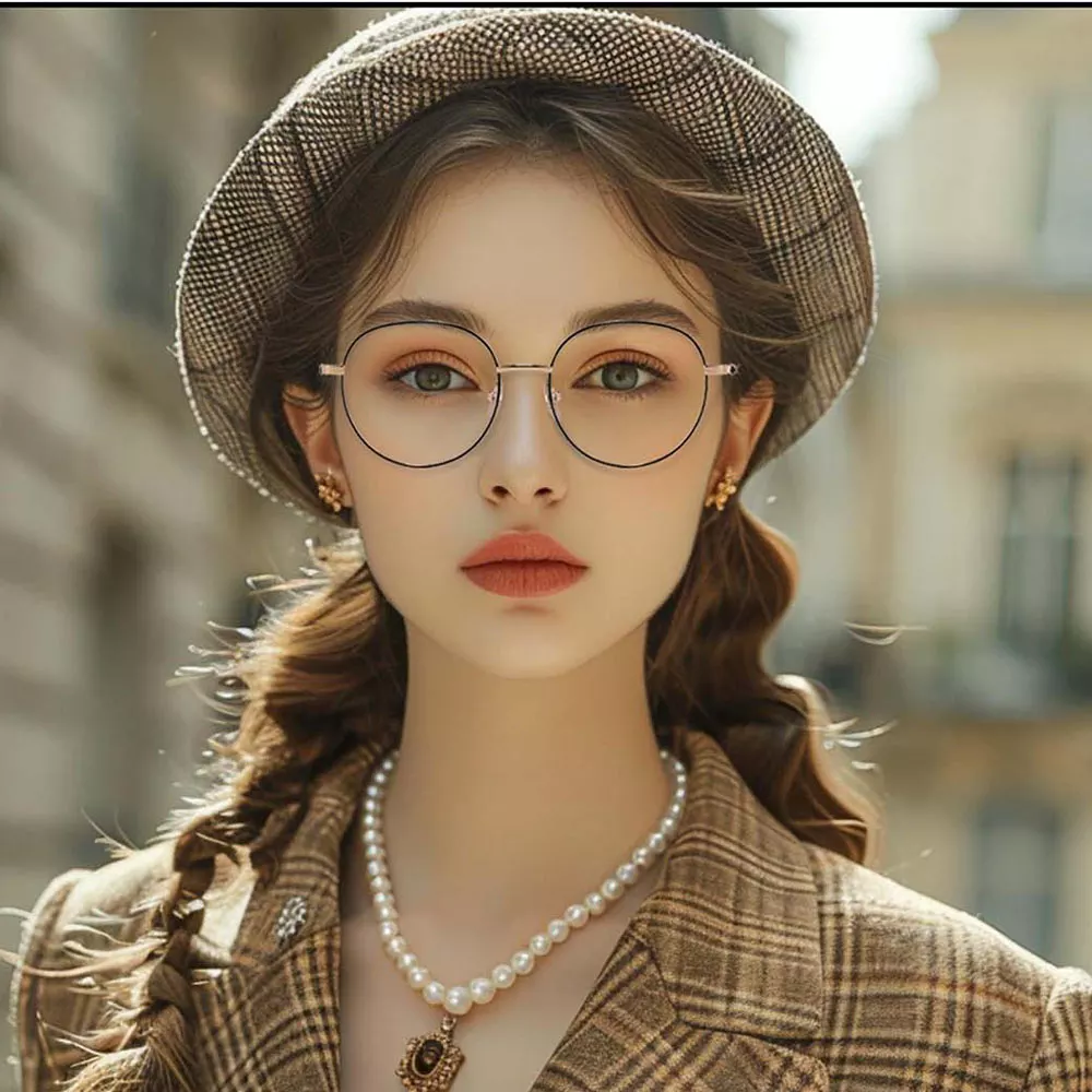 Gd Retro Classic Round Women Metal Optical Frames for Glasses Handmade Glasses Eyeglasses Frames Lenses Eyewear Stainless Optical Frames