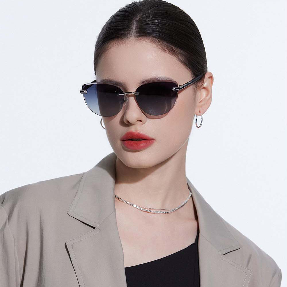 GD High End Luxury Rimless Cat Eye Sunglasse In Stock Fashion Sunglass Nylon Lenses polarized high quality sunglasses