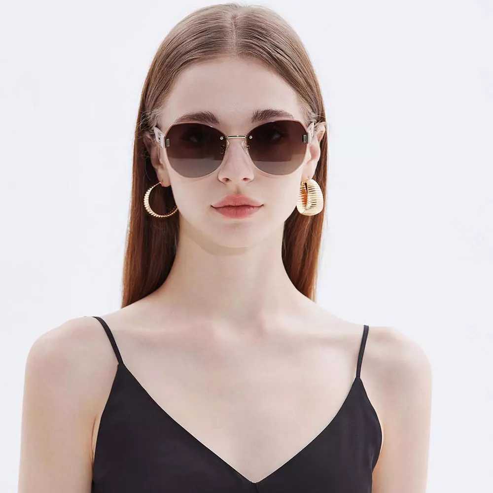 Gd Hot Sale  Rimless Women Men Metal Nylon Lenses Polarized Sunglasses Hot Sale Sunglasses Personality Polarized Metal Sunglasses