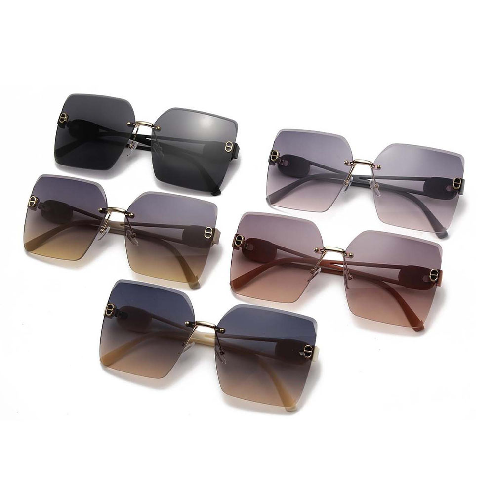 Gd Hot Sale Model Rimless Fashion Sunglasses Women Sunglass Tac Polarized Lenses Gray Clear PC Frame Sunglasses Luxury Sunglass