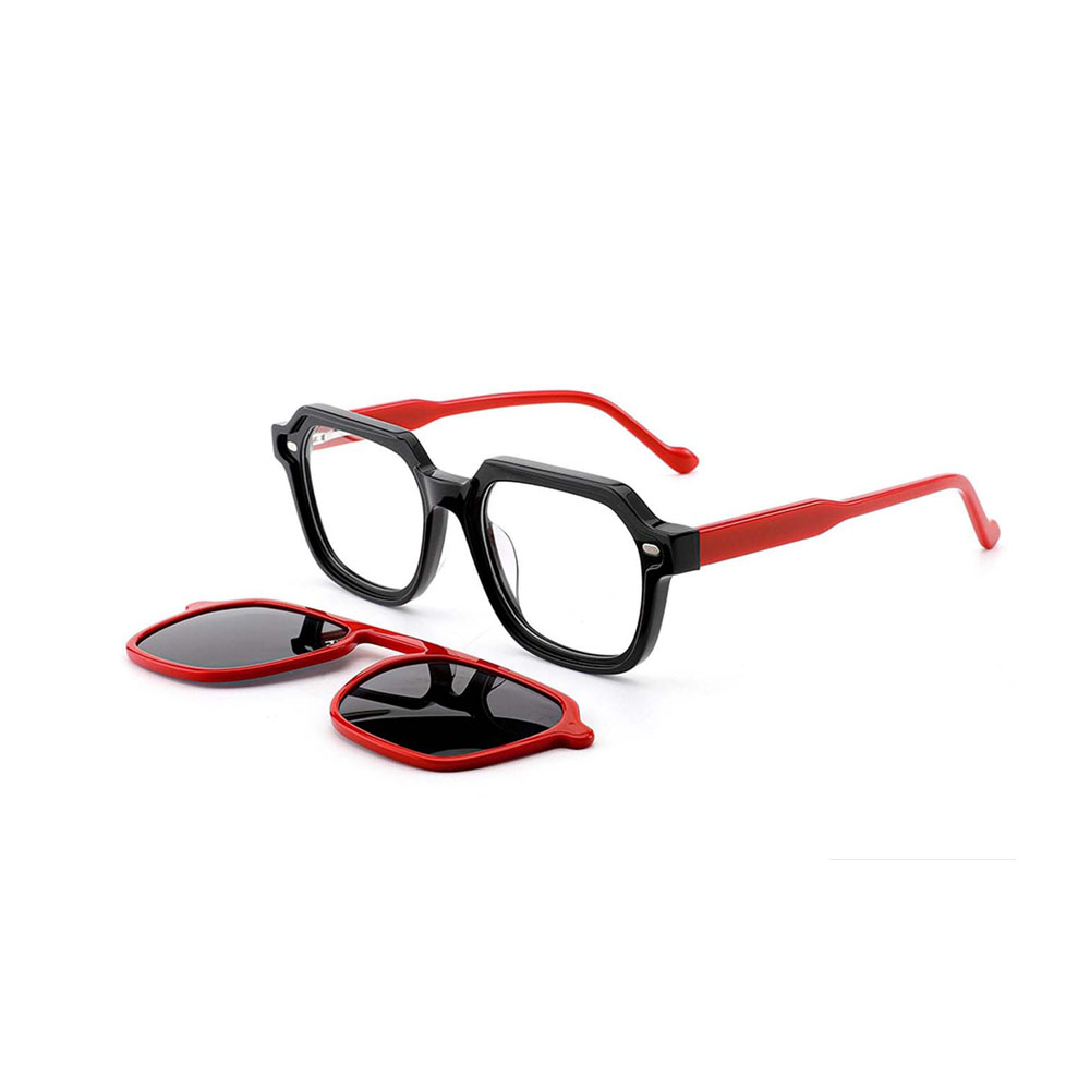 Gd New Square  Optical Frame with Gradient Color Clip on Sunglasses