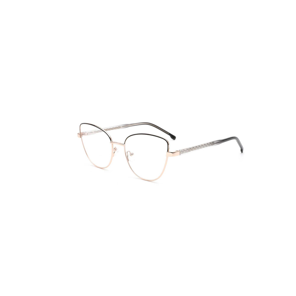 Gd Cat Eye Luxury Frame for  Women Acetate Demi Temple Metal Optical Frames