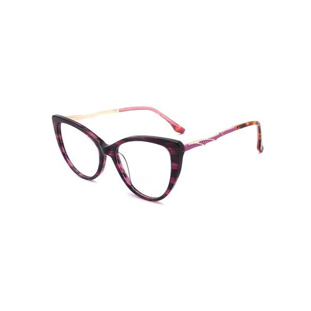 Gd Fashion Cat-Eye Glasses Acetate Frame Metal Temples Optical Frame