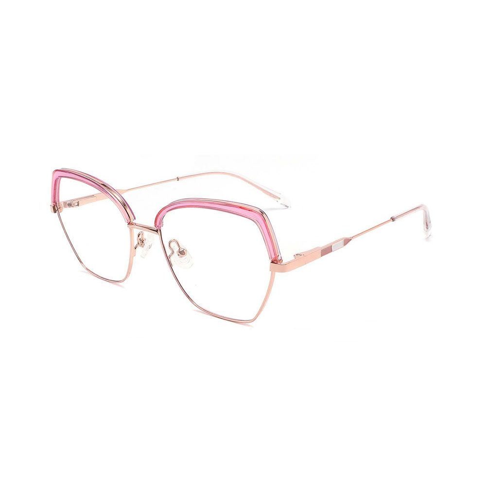 Gd Irregular Shape Metal Rim Titanium Frame Acetate Temple  Fashion Optical Frames