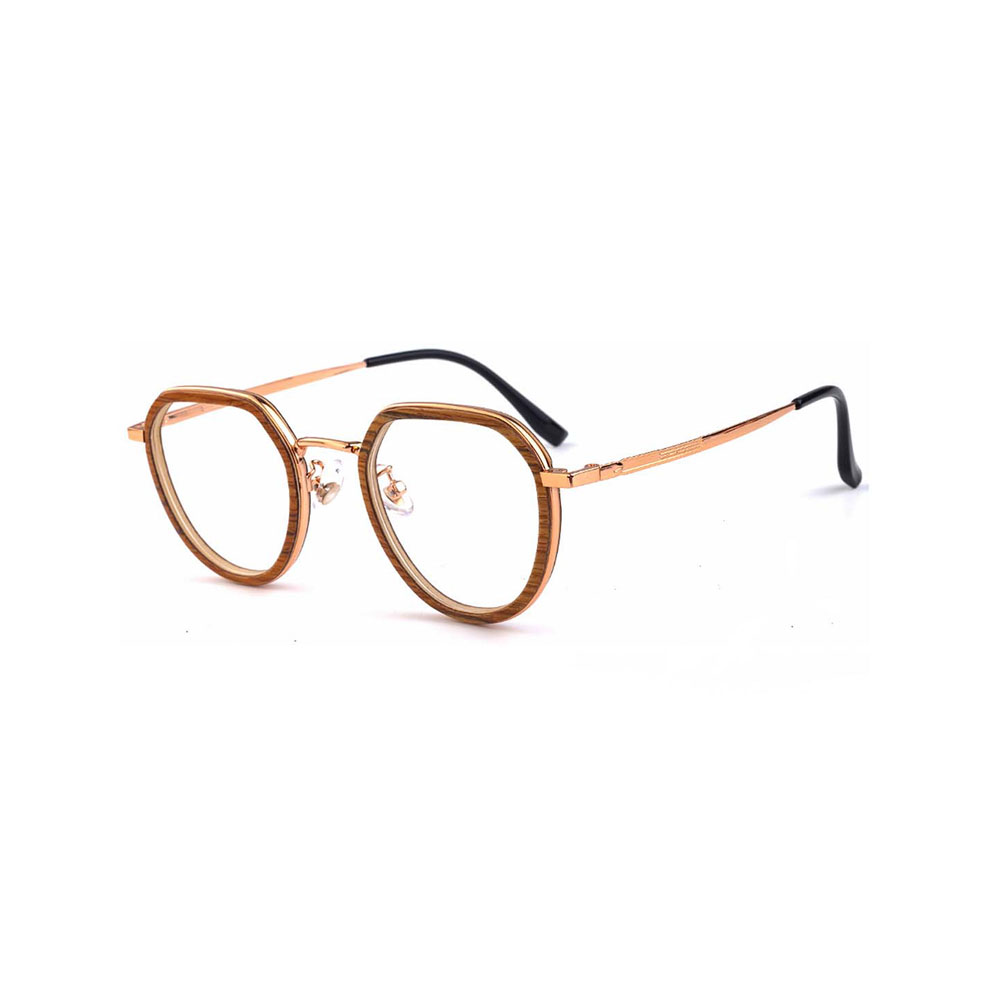 Gd Fashionable Unisex Sandalwood Frame Metal Temple Optical Frame