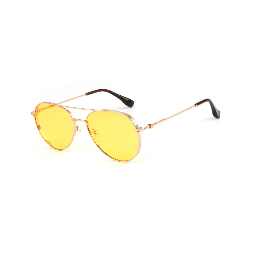 Gd Fashion Frame Double Bridge Optical Sun GlassesRound Shape Metal Sunglasses