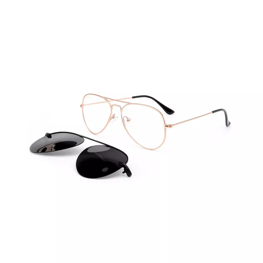 Gd Classic Popular Women Round Double Bridge Clip On Sunglasses