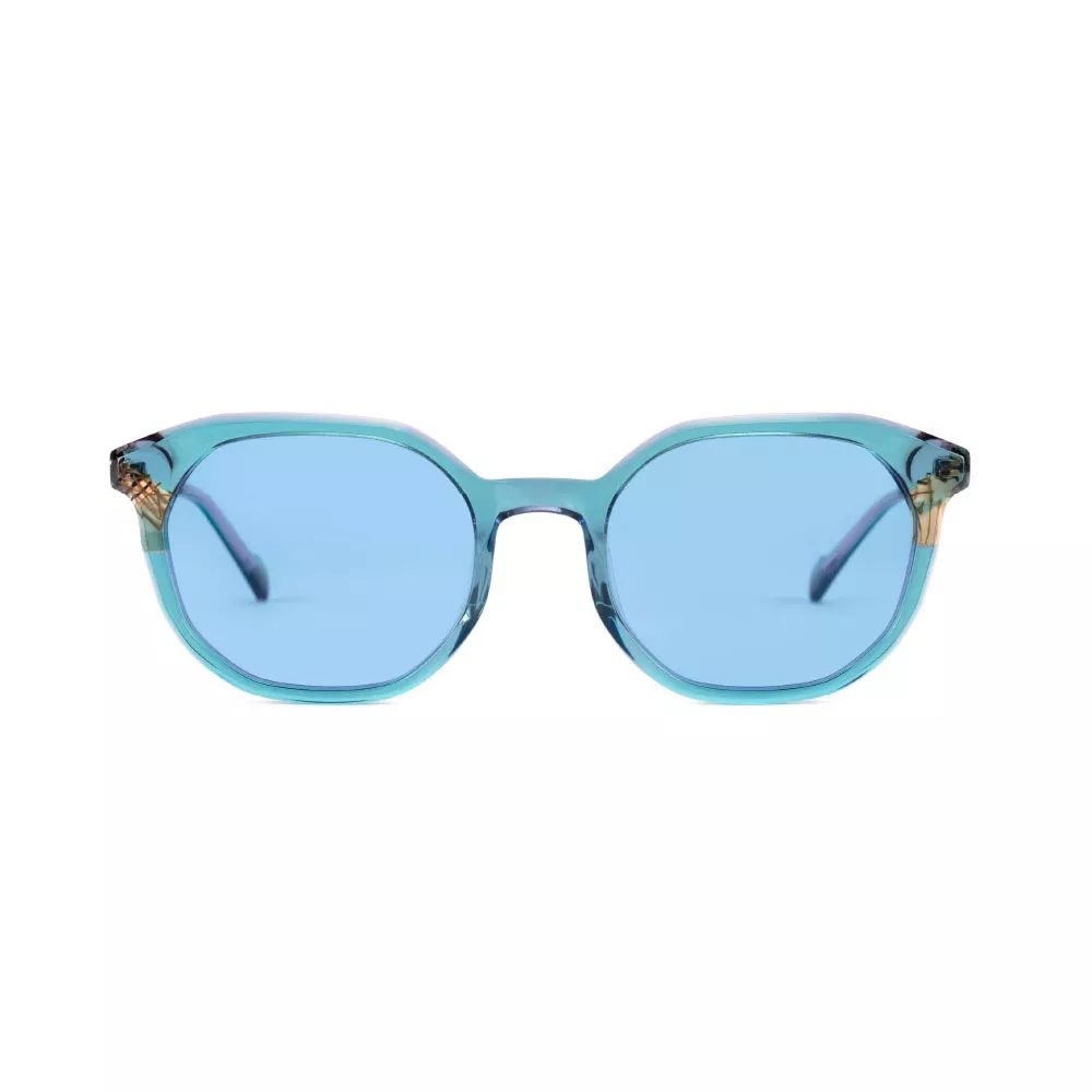 Gd Round Polarized Stylish Unisex Acetate With Metal Temple Sunglasses