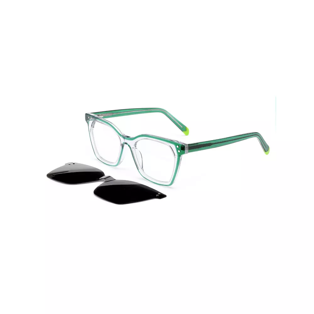 Gd Square Fashionable Unisex Lamination Rims Acetate Clip On Sunglasses