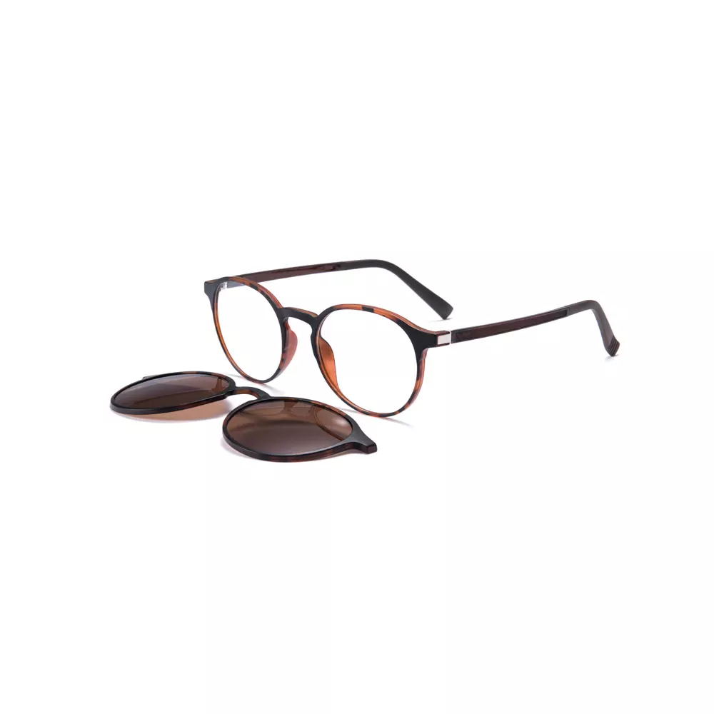 Gd Unique Hand Made Men Round Ultem Clip On Sunglasses