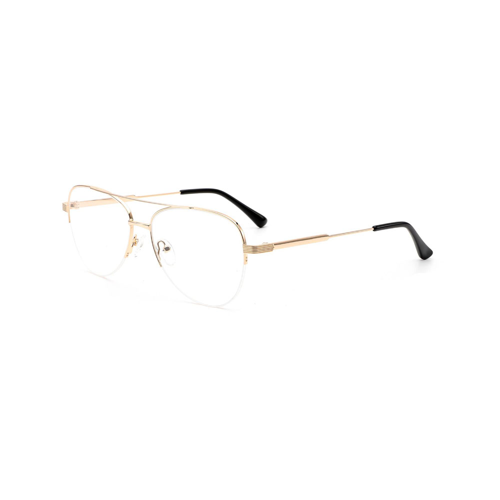 Gd Fashionable Half Frames Double Bridge Unisex Metal Eyeglasses
