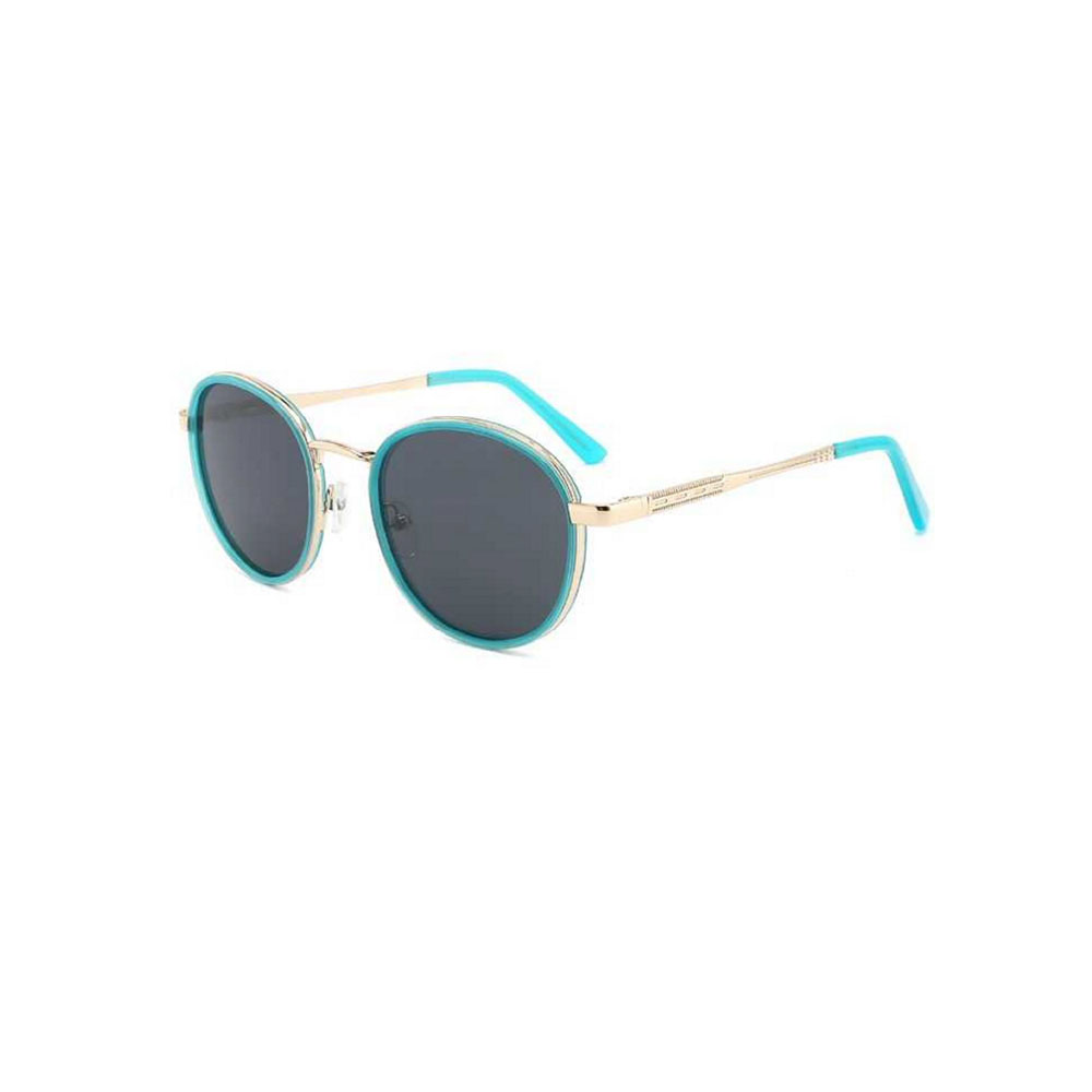 Gd Fashionable Style Round Rims Bi-color Unisex Metal Sunglasses