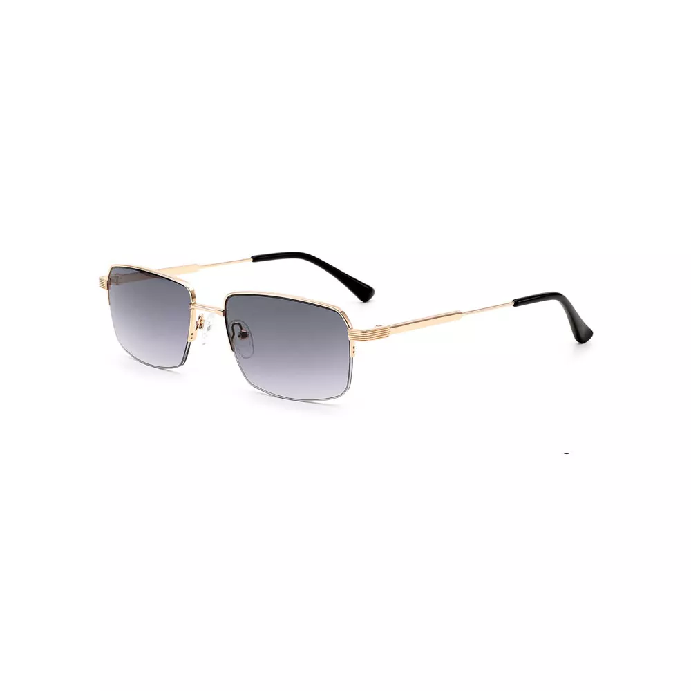 Gd Fashion Brow Line Design Rectangle Men Metal Sun Glasses