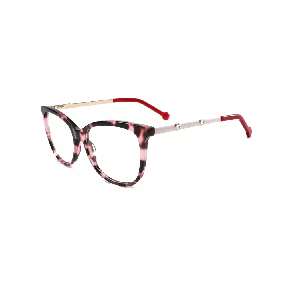 Gd Trendy Acetate Frames with Metal Temple Women Optical Glasses