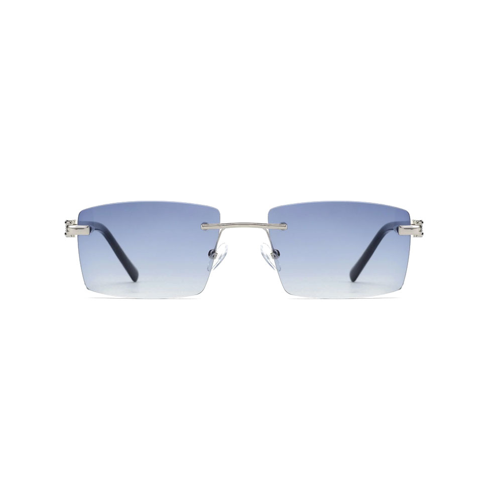 Gd Latest Stylish Rectangle Frame Fashionable Rimless Glasses Metal Sunglasses