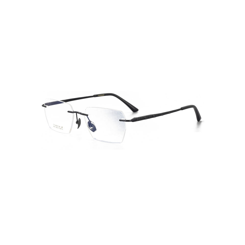 Gd Rimless Beautifully Carved Pile Head gafas Titanium Optical Frame Factory Supply Eyewear