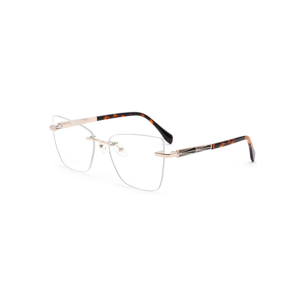 Gd Trendy Cat Eye Glamorous Eyewear Factory Supply gafas Rimless Metal Optical Frame