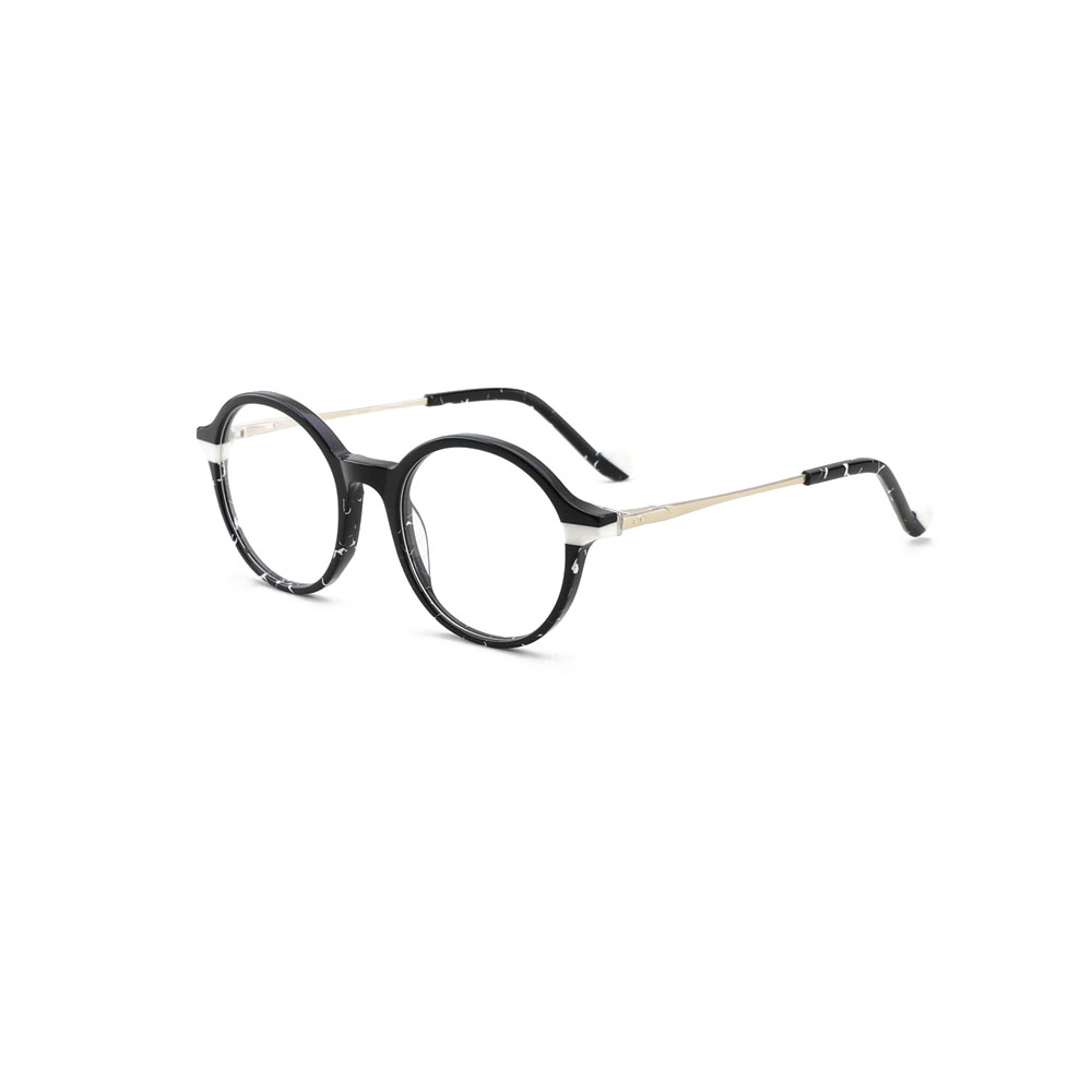 Gd Factory Supply High Quality Acetate Optical Frame Round Eyeglasses Metal Temple Lamination Acetate Eyewear