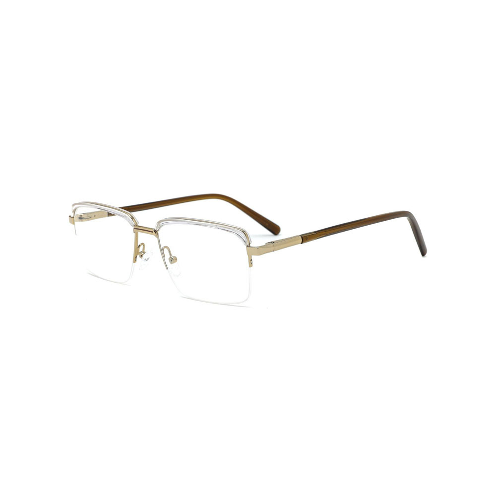 Gd Factory Sale gafas Metal Half Frame Acetate Rim Browline Optical Frame Men Metal Eyewear