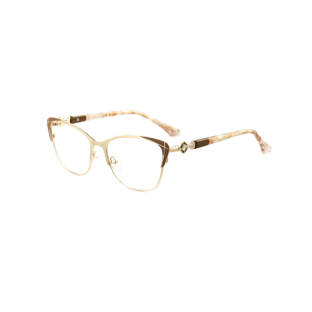 Gd Cat Eye Eyeglasses Manfacturer Supply gafas Browine Acetate Temple Optical Frame Women Metal Eyewear