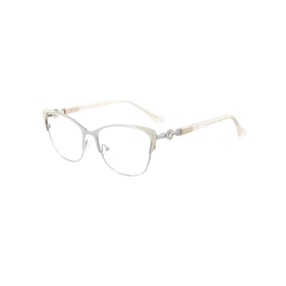 Gd Cat Eye Eyeglasses Manfacturer Supply gafas Browine Acetate Temple Optical Frame Women Metal Eyewear