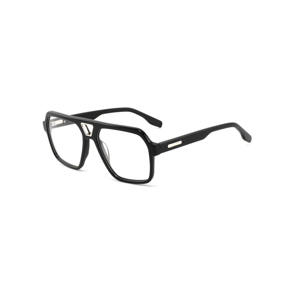 Gd Hot Sale Double Bridge Factory Sourced Over Sized Frame Metal Detail Optical Frame Men Acetate Eyewear