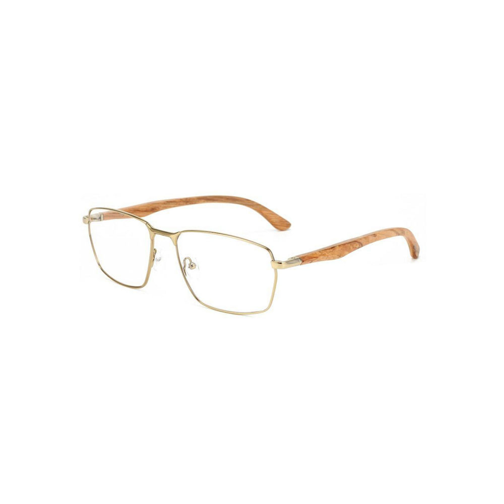 Gd Wooden and Metal Business Style gafas Men Eyewear Factory Supply Glasses with Wooden Temple Metal Optical Frame