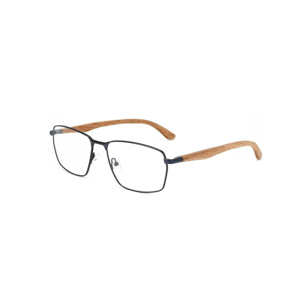 Gd Wooden and Metal Business Style gafas Men Eyewear Factory Supply Glasses with Wooden Temple Metal Optical Frame