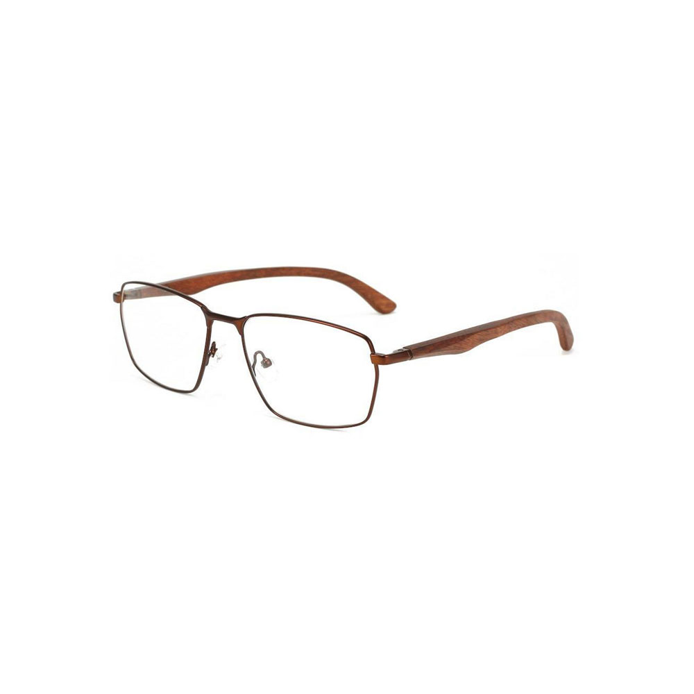 Gd Wooden and Metal Business Style gafas Men Eyewear Factory Supply Glasses with Wooden Temple Metal Optical Frame