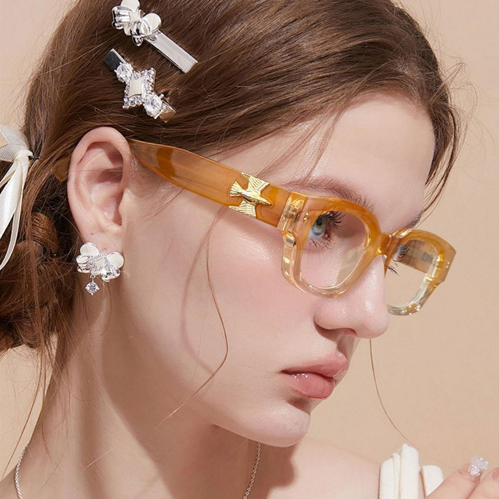 Gd Chic Metal Design Temple gafas Manufacturer Supply TR90 Optical Frame Square Frame Women TR Eyewear