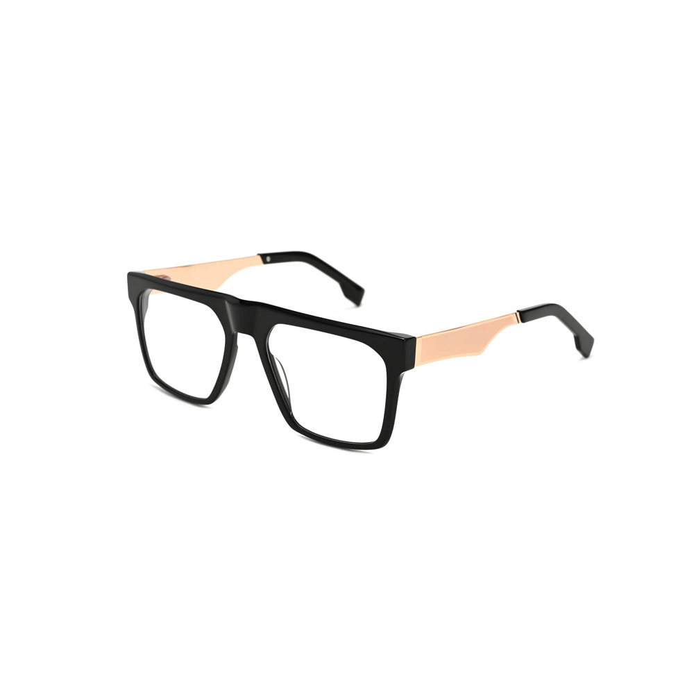 Gd Bold Wide Frame Eyewear Factory Supply Men gafas Acetate Frame Metal Temple Eyeglasses Acetate Optical Frame