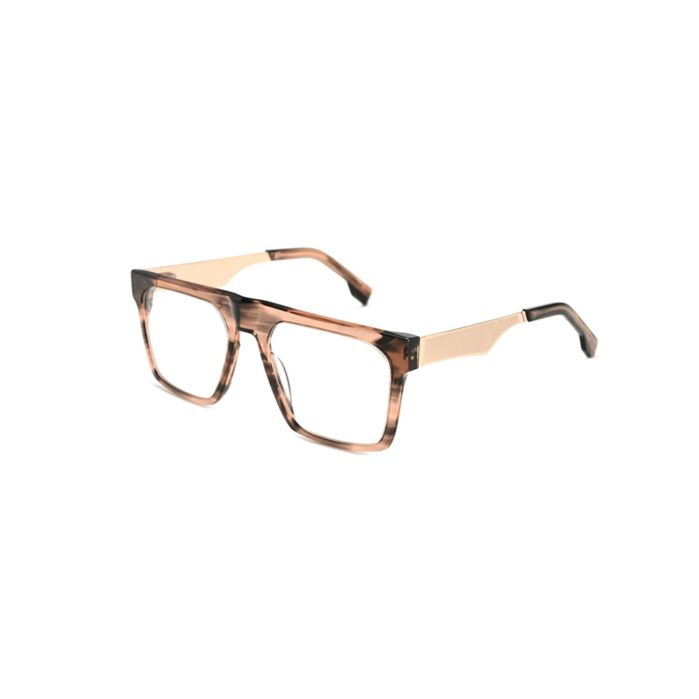 Gd Bold Wide Frame Eyewear Factory Supply Men gafas Acetate Frame Metal Temple Eyeglasses Acetate Optical Frame