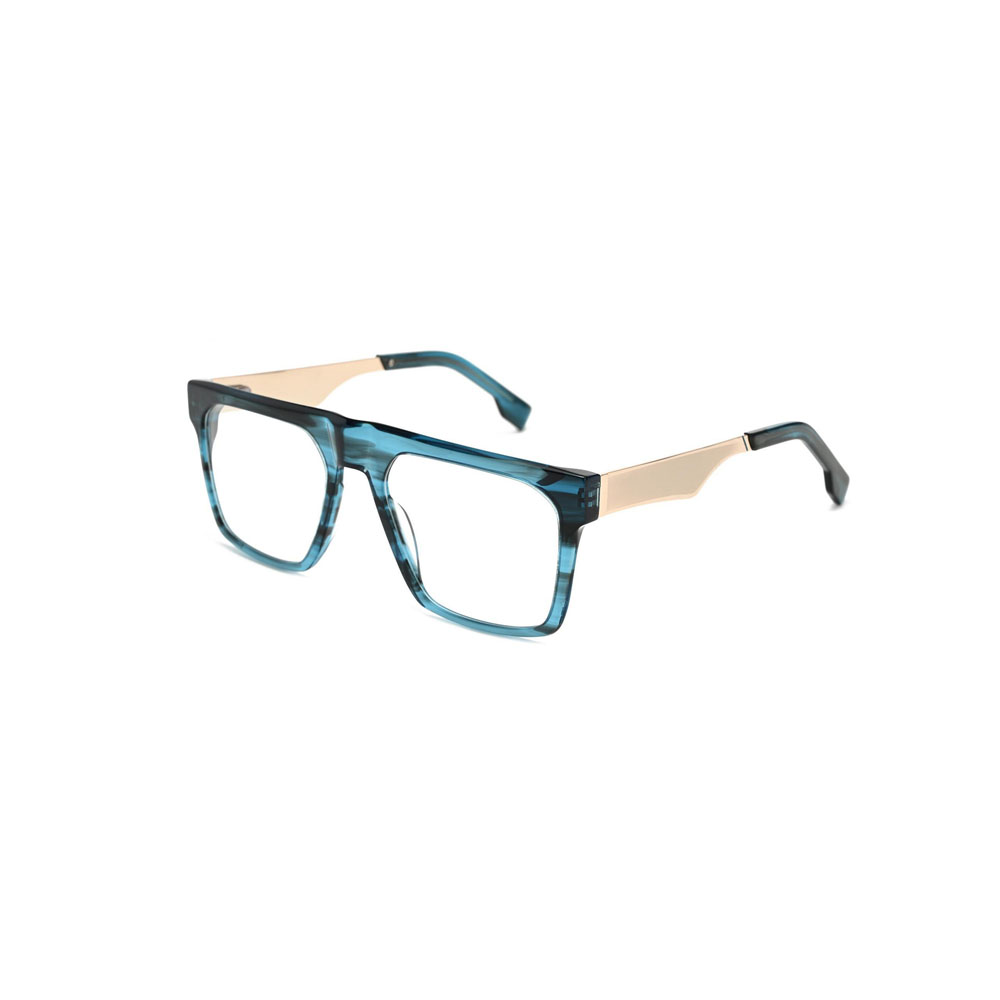 Gd Bold Wide Frame Eyewear Factory Supply Men gafas Acetate Frame Metal Temple Eyeglasses Acetate Optical Frame