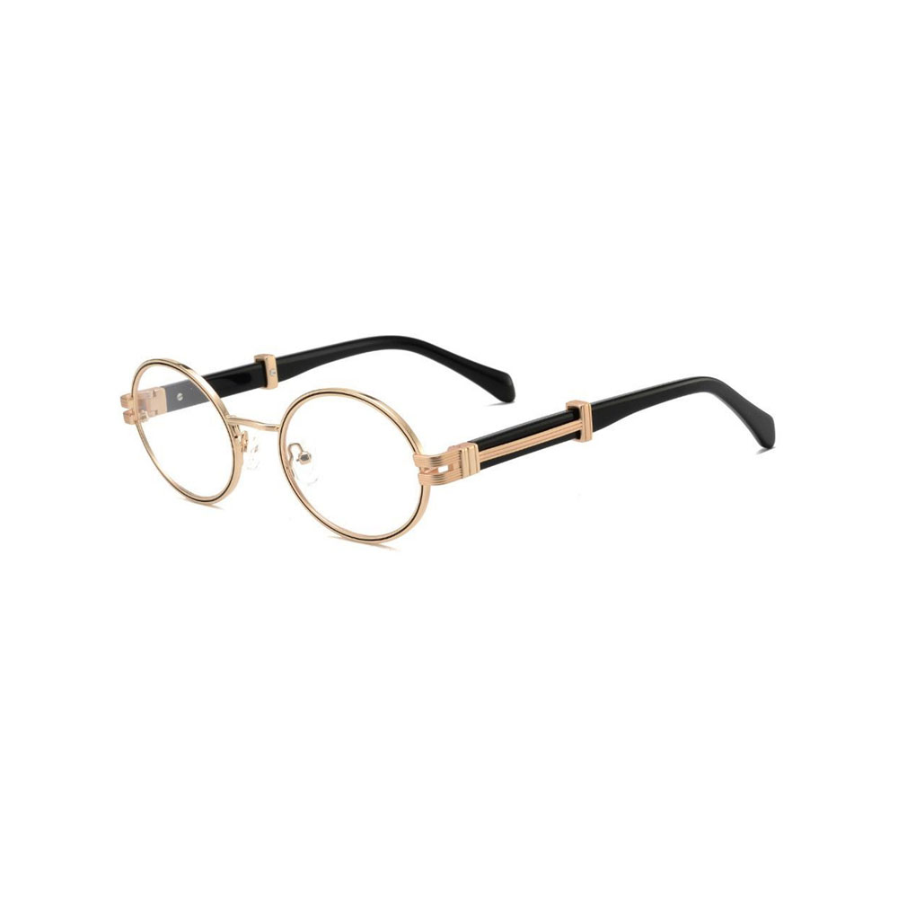 Gd Vintage Round Frame gafas Wholesale High Quality Eyewear Black-Gold Metal and Acetate Temple gafas Metal Optical Frame