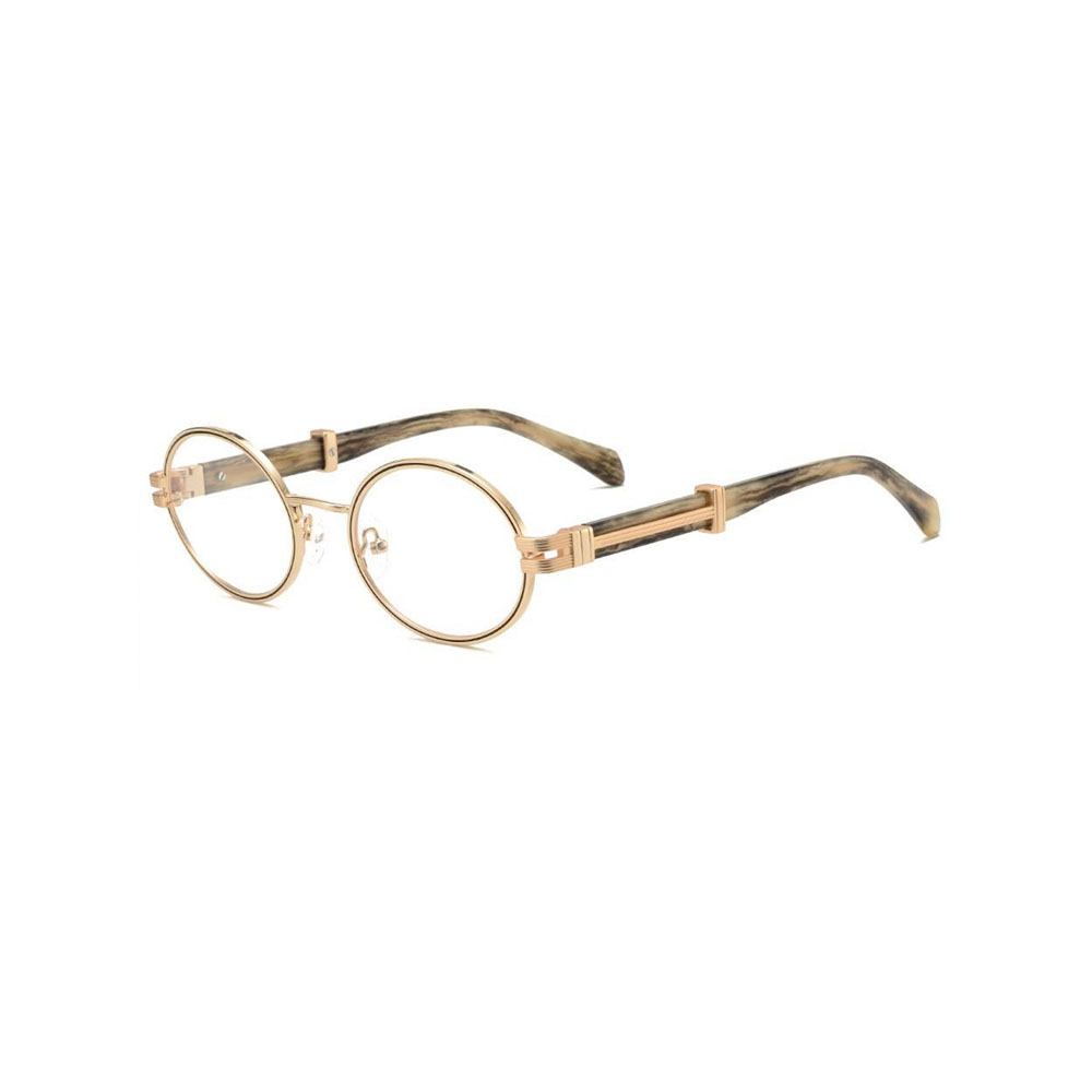 Gd Vintage Round Frame gafas Wholesale High Quality Eyewear Black-Gold Metal and Acetate Temple gafas Metal Optical Frame